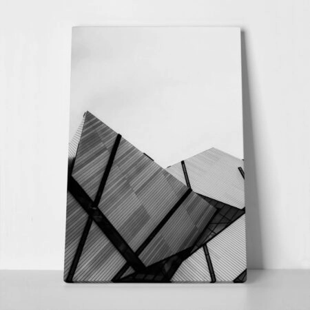 Πίνακας σε Καμβά BLACK AND WHITE ARCHITECTURAL GEOMETRIC MUSEUM - Πολεις και Αρχιτεκτονικη