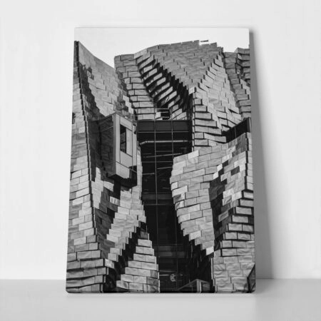 Πίνακας σε Καμβά BLACK AND WHITE ARCHITECTURAL GEOMETRIC ROOF - Πολεις και Αρχιτεκτονικη