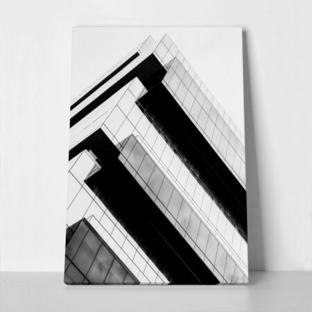 Πίνακας σε Καμβά BLACK AND WHITE ARCHITECTURAL GEOMETRIC SHADOWS BUILDING - Πολεις και Αρχιτεκτονικη