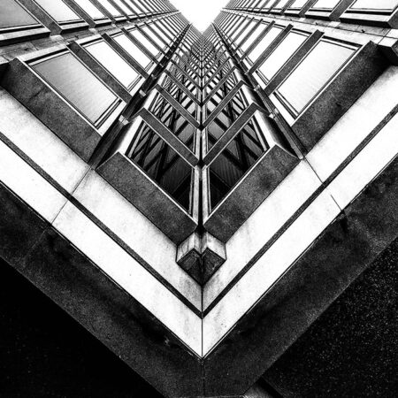 Πίνακας σε Καμβά BLACK AND WHITE ARCHITECTURAL GEOMETRIC SKYSCRAPER - Πολεις και Αρχιτεκτονικη Sticky 5