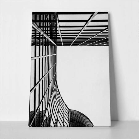 Πίνακας σε Καμβά BLACK AND WHITE ARCHITECTURAL GEOMETRIC STRUCTURE 2 - Πολεις και Αρχιτεκτονικη