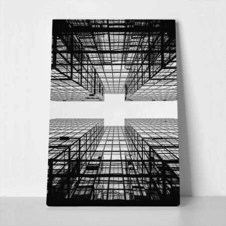 Πίνακας σε Καμβά BLACK AND WHITE ARCHITECTURAL GEOMETRIC STRUCTURE - Πολεις και Αρχιτεκτονικη