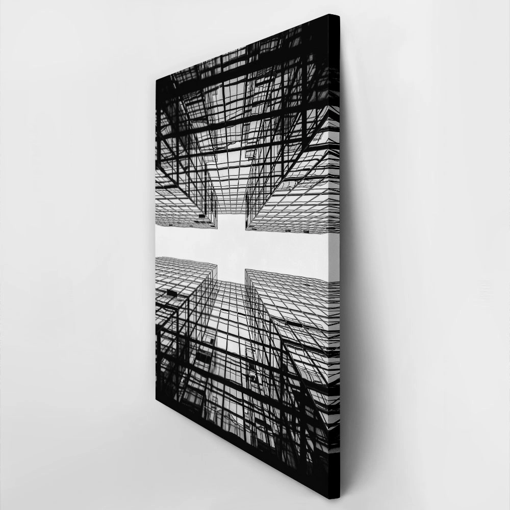 Πίνακας σε Καμβά BLACK AND WHITE ARCHITECTURAL GEOMETRIC STRUCTURE