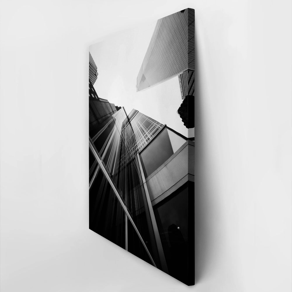 Πίνακας σε Καμβά BLACK AND WHITE ARCHITECTURAL GLASS SKYSCRAPERS