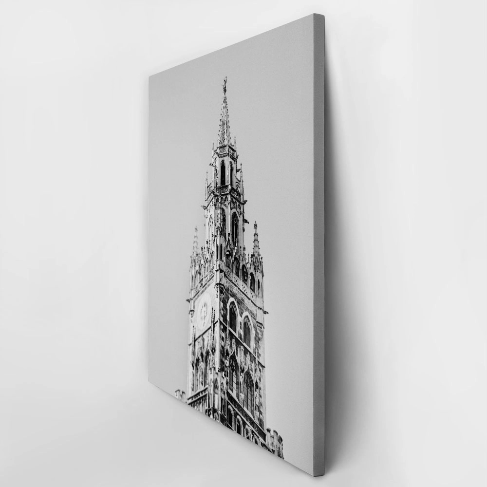 Πίνακας σε Καμβά BLACK AND WHITE ARCHITECTURAL GOTHIC TOWER