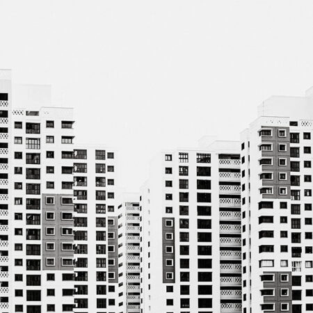Πίνακας σε Καμβά BLACK AND WHITE ARCHITECTURAL GRID PATTERN BUILDINGS - Πολεις και Αρχιτεκτονικη Sticky 5