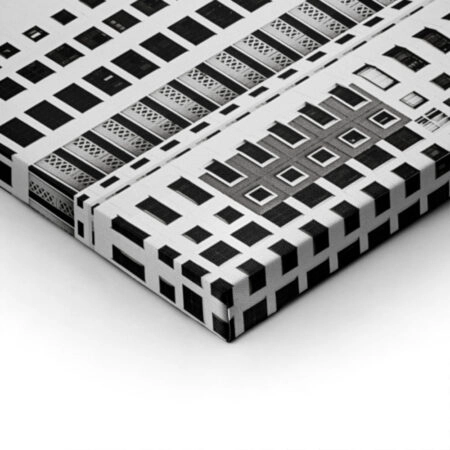 Πίνακας σε Καμβά BLACK AND WHITE ARCHITECTURAL GRID PATTERN BUILDINGS - Πολεις και Αρχιτεκτονικη Sticky 1