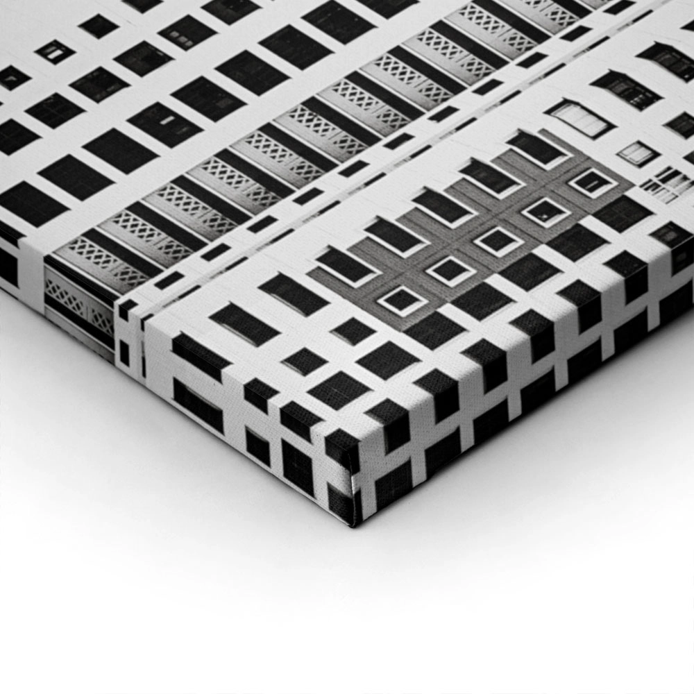 Πίνακας σε Καμβά BLACK AND WHITE ARCHITECTURAL GRID PATTERN BUILDINGS