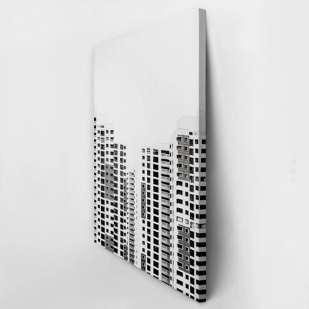 Πίνακας σε Καμβά BLACK AND WHITE ARCHITECTURAL GRID PATTERN BUILDINGS - Πολεις και Αρχιτεκτονικη Sticky 2