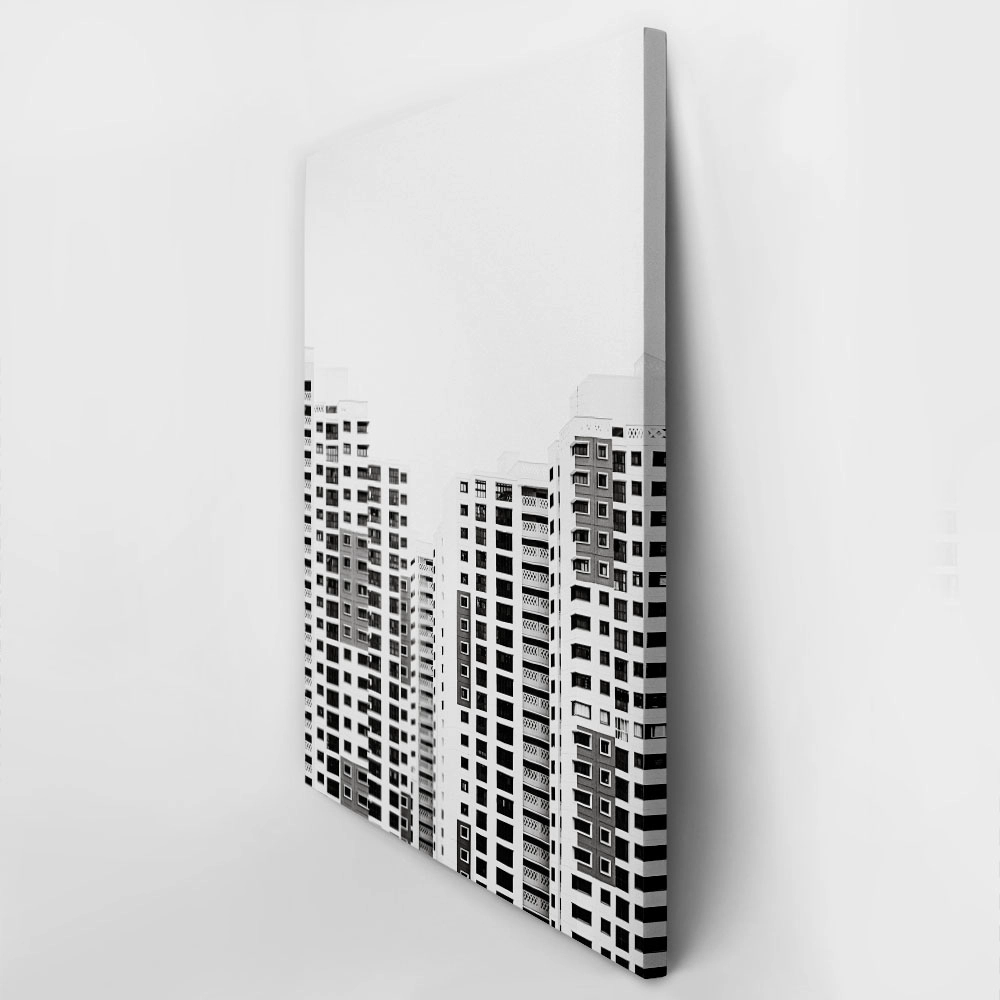 Πίνακας σε Καμβά BLACK AND WHITE ARCHITECTURAL GRID PATTERN BUILDINGS