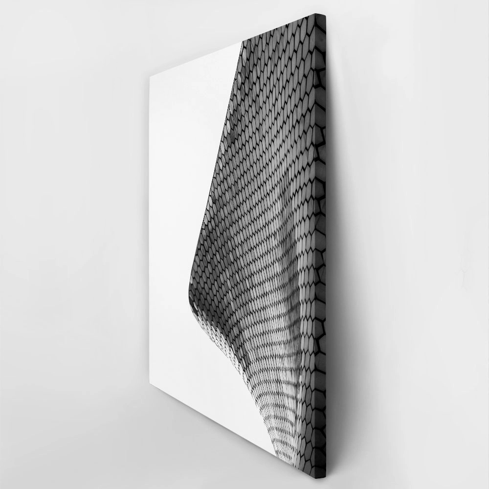 Πίνακας σε Καμβά BLACK AND WHITE ARCHITECTURAL HEXAGONAL EXTERIOR FACADE