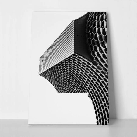 Πίνακας σε Καμβά BLACK AND WHITE ARCHITECTURAL HONEYCOMB FACADE 2 - Πολεις και Αρχιτεκτονικη