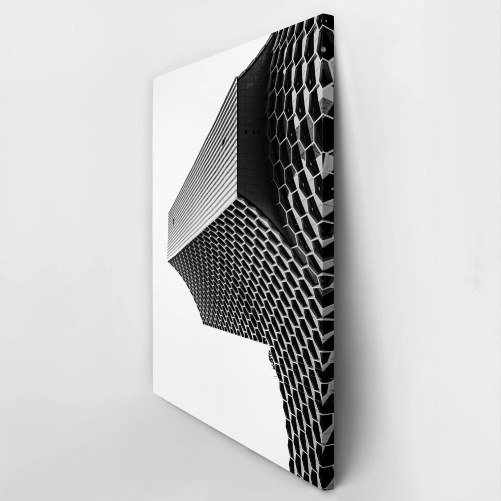 Πίνακας σε Καμβά BLACK AND WHITE ARCHITECTURAL HONEYCOMB FACADE 2