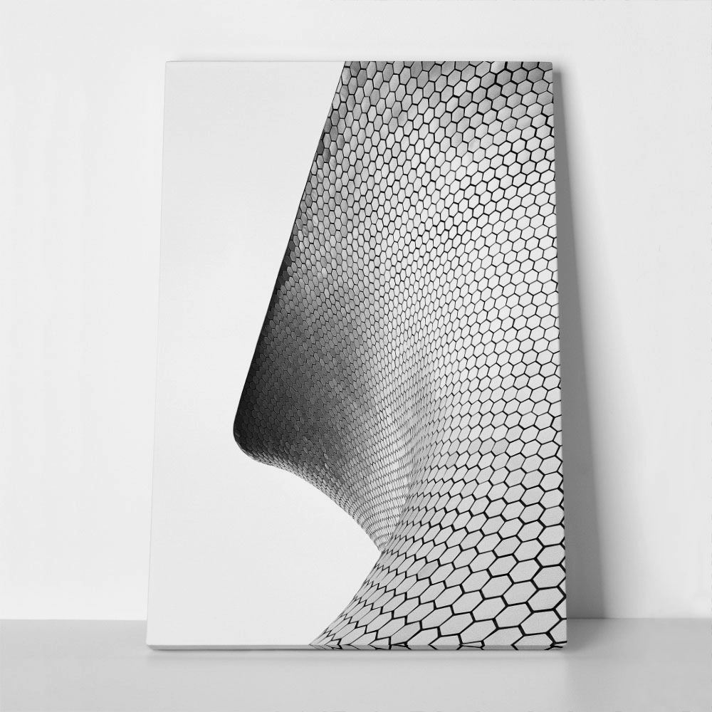 Πίνακας σε Καμβά BLACK AND WHITE ARCHITECTURAL HONEYCOMB FACADE