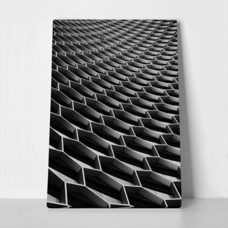 Πίνακας σε Καμβά BLACK AND WHITE ARCHITECTURAL HONEYCOMB STRUCTURE 2 - Πολεις και Αρχιτεκτονικη
