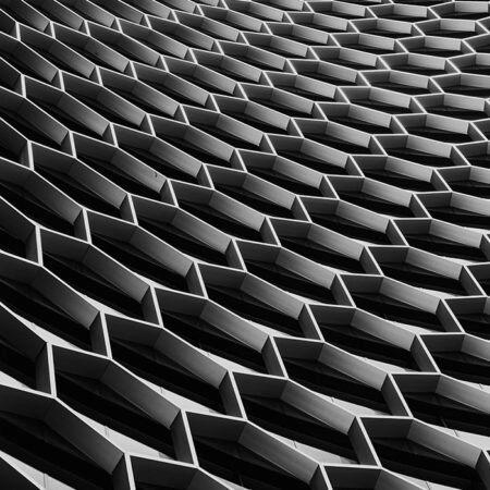 Πίνακας σε Καμβά BLACK AND WHITE ARCHITECTURAL HONEYCOMB STRUCTURE 2 - Πολεις και Αρχιτεκτονικη Sticky 5