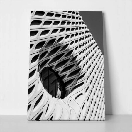 Πίνακας σε Καμβά BLACK AND WHITE ARCHITECTURAL HONEYCOMB STRUCTURE - Πολεις και Αρχιτεκτονικη