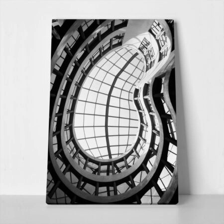 Πίνακας σε Καμβά BLACK AND WHITE ARCHITECTURAL INTERIOR GLASS DOME - Πολεις και Αρχιτεκτονικη
