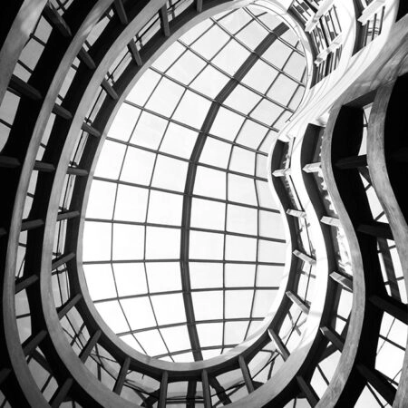 Πίνακας σε Καμβά BLACK AND WHITE ARCHITECTURAL INTERIOR GLASS DOME - Πολεις και Αρχιτεκτονικη Sticky 5