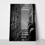 Πίνακας σε Καμβά BLACK AND WHITE ARCHITECTURAL INTERIOR PERSPECTIVE