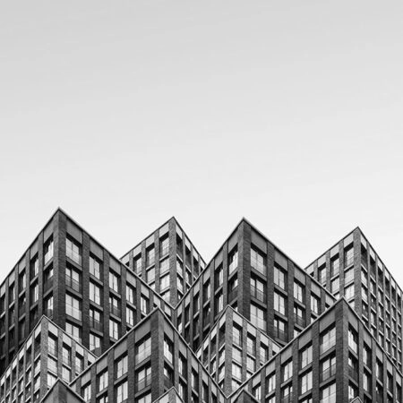 Πίνακας σε Καμβά BLACK AND WHITE ARCHITECTURAL INTERLOCKING BUILDINGS - Πολεις και Αρχιτεκτονικη Sticky 5
