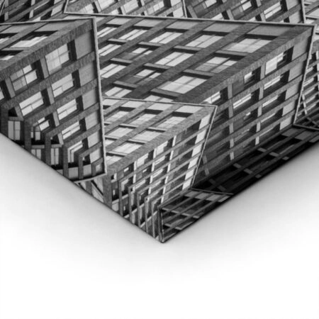 Πίνακας σε Καμβά BLACK AND WHITE ARCHITECTURAL INTERLOCKING BUILDINGS - Πολεις και Αρχιτεκτονικη Sticky 1