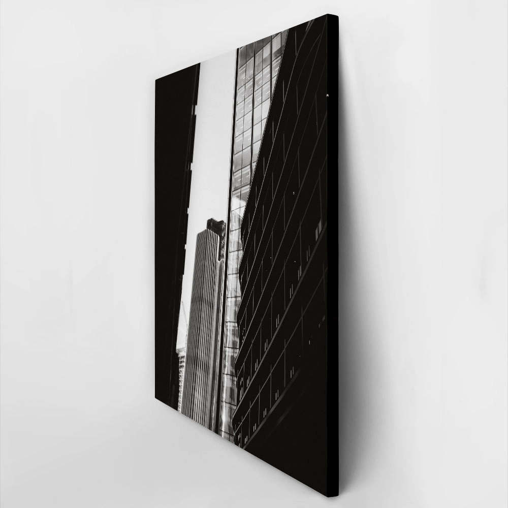 Πίνακας σε Καμβά BLACK AND WHITE ARCHITECTURAL LINES OF SKYSCRAPPERS