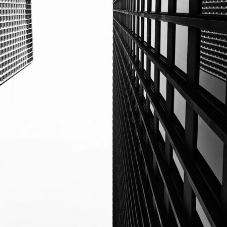 Πίνακας σε Καμβά BLACK AND WHITE ARCHITECTURAL LOW ANGLE BUILDINGS - Πολεις και Αρχιτεκτονικη Sticky 5