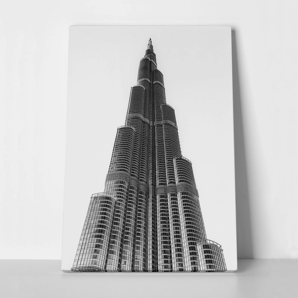 Πίνακας σε Καμβά BLACK AND WHITE ARCHITECTURAL MASSIVE SKYSCRAPER
