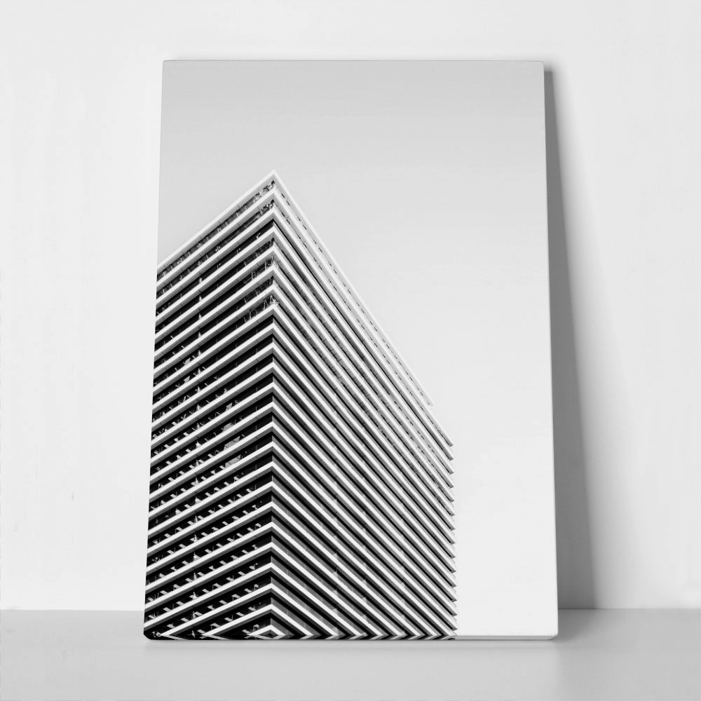 Πίνακας σε Καμβά BLACK AND WHITE ARCHITECTURAL MASSIVE TOWER 2