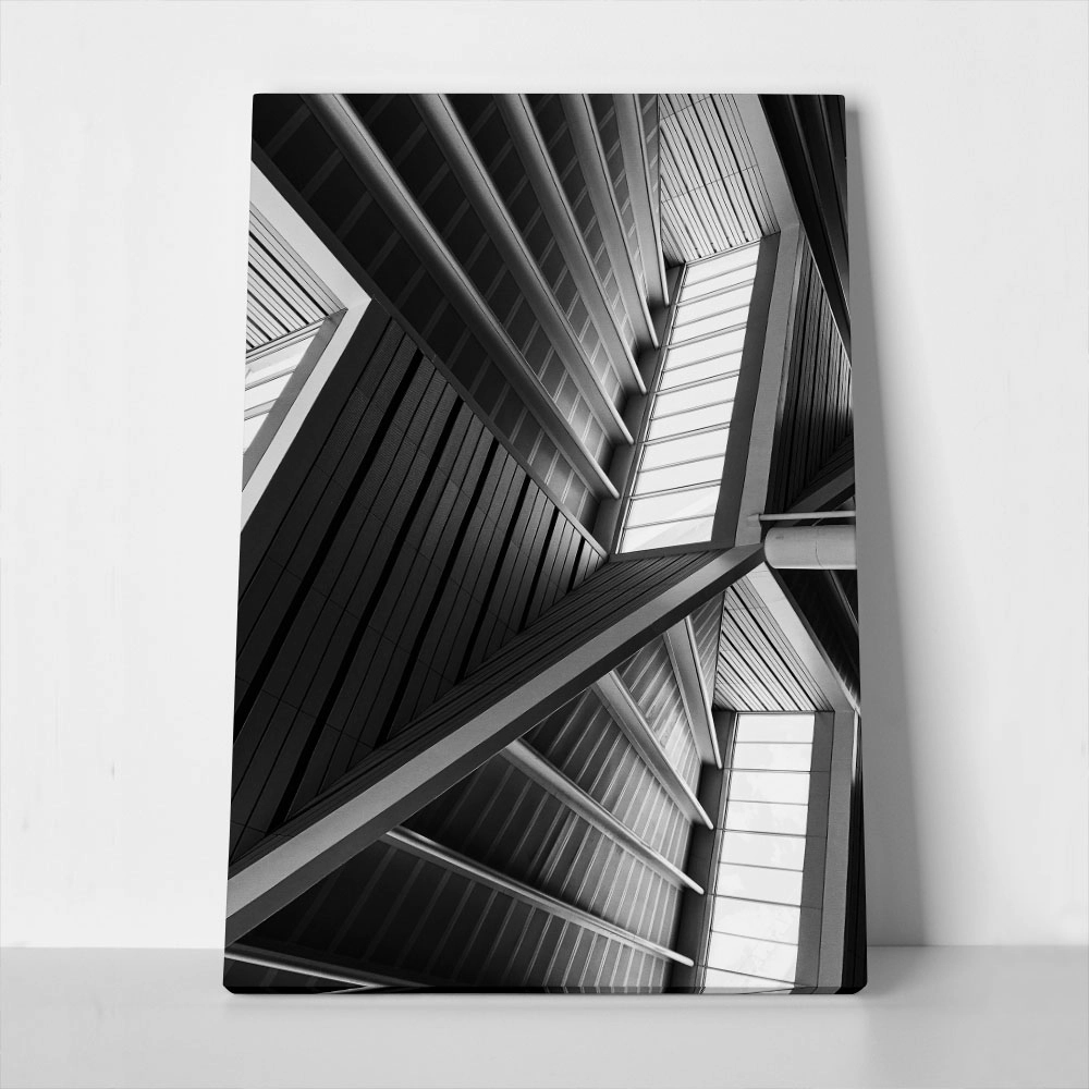 Πίνακας σε Καμβά BLACK AND WHITE ARCHITECTURAL METAL BEAMS CEILING