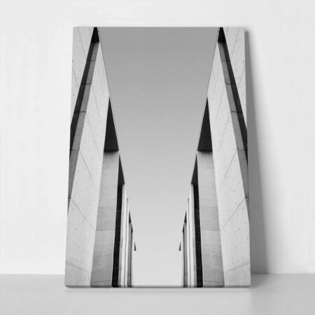 Πίνακας σε Καμβά BLACK AND WHITE ARCHITECTURAL MINIMALIST CONCRETE BLOCKS - Πολεις και Αρχιτεκτονικη