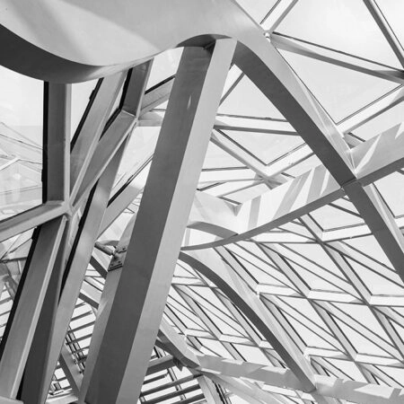 Πίνακας σε Καμβά BLACK AND WHITE ARCHITECTURAL MINIMALIST STEEL FRAME - Πολεις και Αρχιτεκτονικη Sticky 5