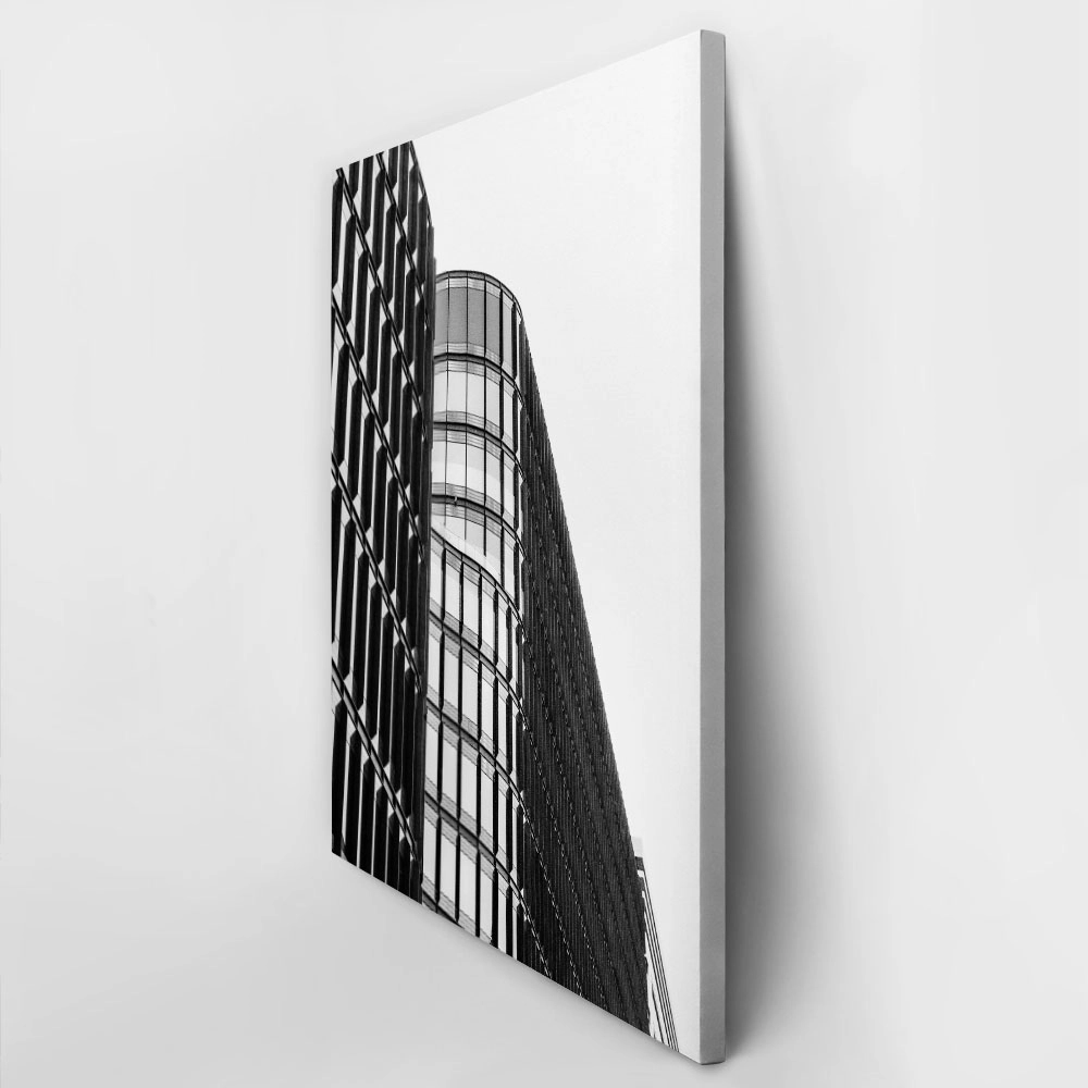 Πίνακας σε Καμβά BLACK AND WHITE ARCHITECTURAL MODERN GLASS BUILDING