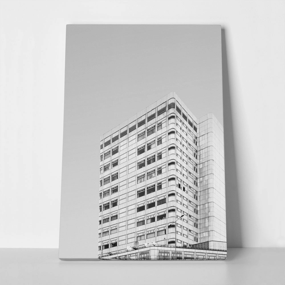 Πίνακας σε Καμβά BLACK AND WHITE ARCHITECTURAL MODULAR WINDOW PATTERN