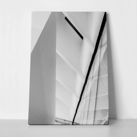 Πίνακας σε Καμβά BLACK AND WHITE ARCHITECTURAL MUSEUM INTERIOR - Πολεις και Αρχιτεκτονικη