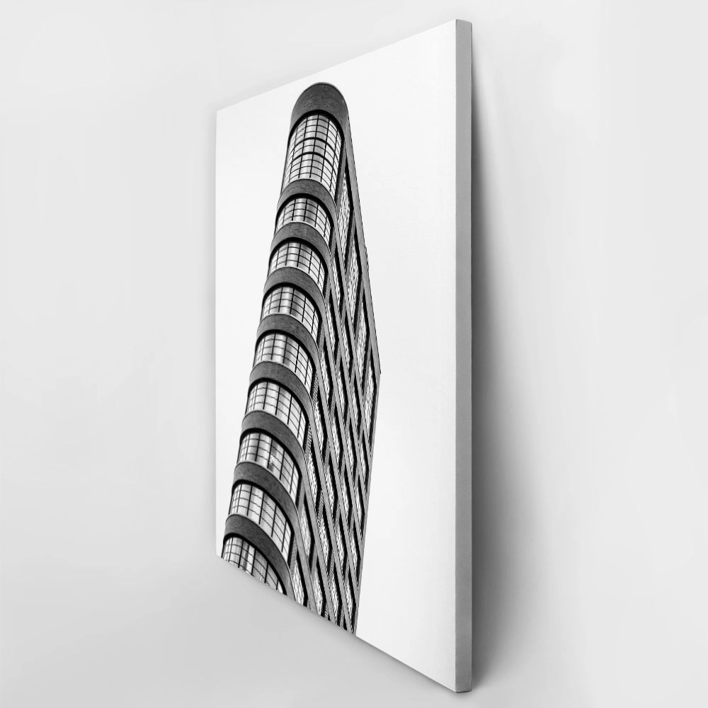 Πίνακας σε Καμβά BLACK AND WHITE ARCHITECTURAL NARROW BUILDING 2