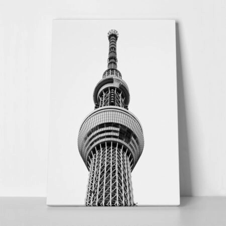 Πίνακας σε Καμβά BLACK AND WHITE ARCHITECTURAL OBSERVATION TOWER - Πολεις και Αρχιτεκτονικη