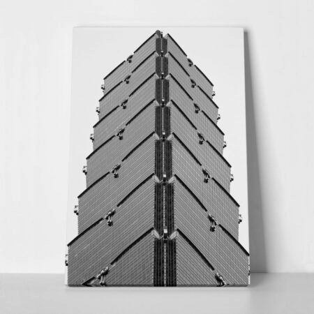 Πίνακας σε Καμβά BLACK AND WHITE ARCHITECTURAL PAGODA SKYSCRAPER