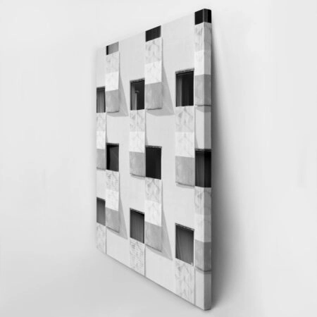 Πίνακας σε Καμβά BLACK AND WHITE ARCHITECTURAL PERFORATED BALCONIES - Πολεις και Αρχιτεκτονικη Sticky 2