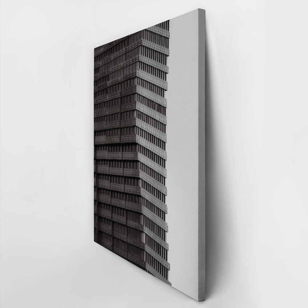 Πίνακας σε Καμβά BLACK AND WHITE ARCHITECTURAL PIXELATED FACADE