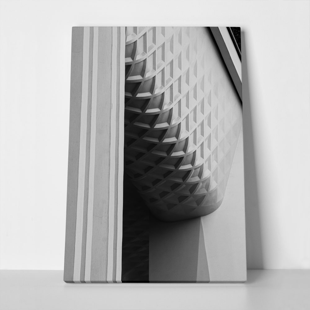 Πίνακας σε Καμβά BLACK AND WHITE ARCHITECTURAL REPEATING GEOMETRIC PATTERN