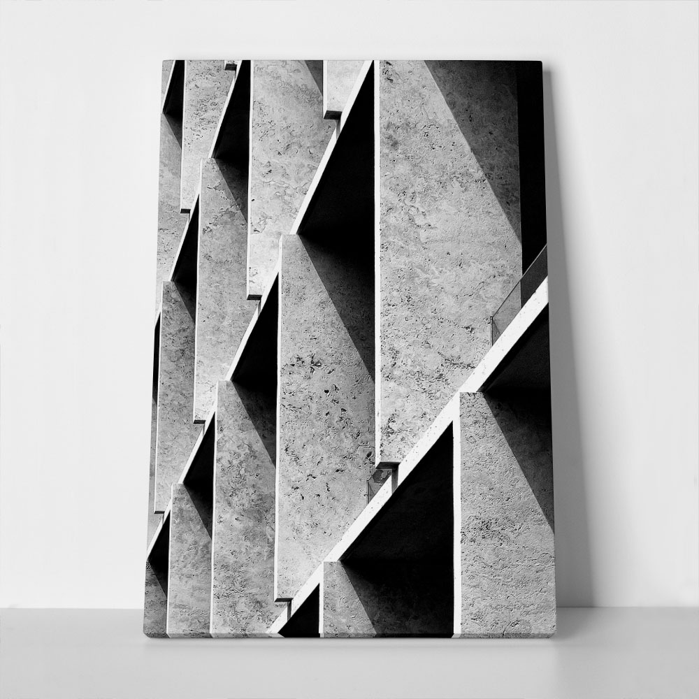 Πίνακας σε Καμβά BLACK AND WHITE ARCHITECTURAL RYTHMIC CONCRETE FINS
