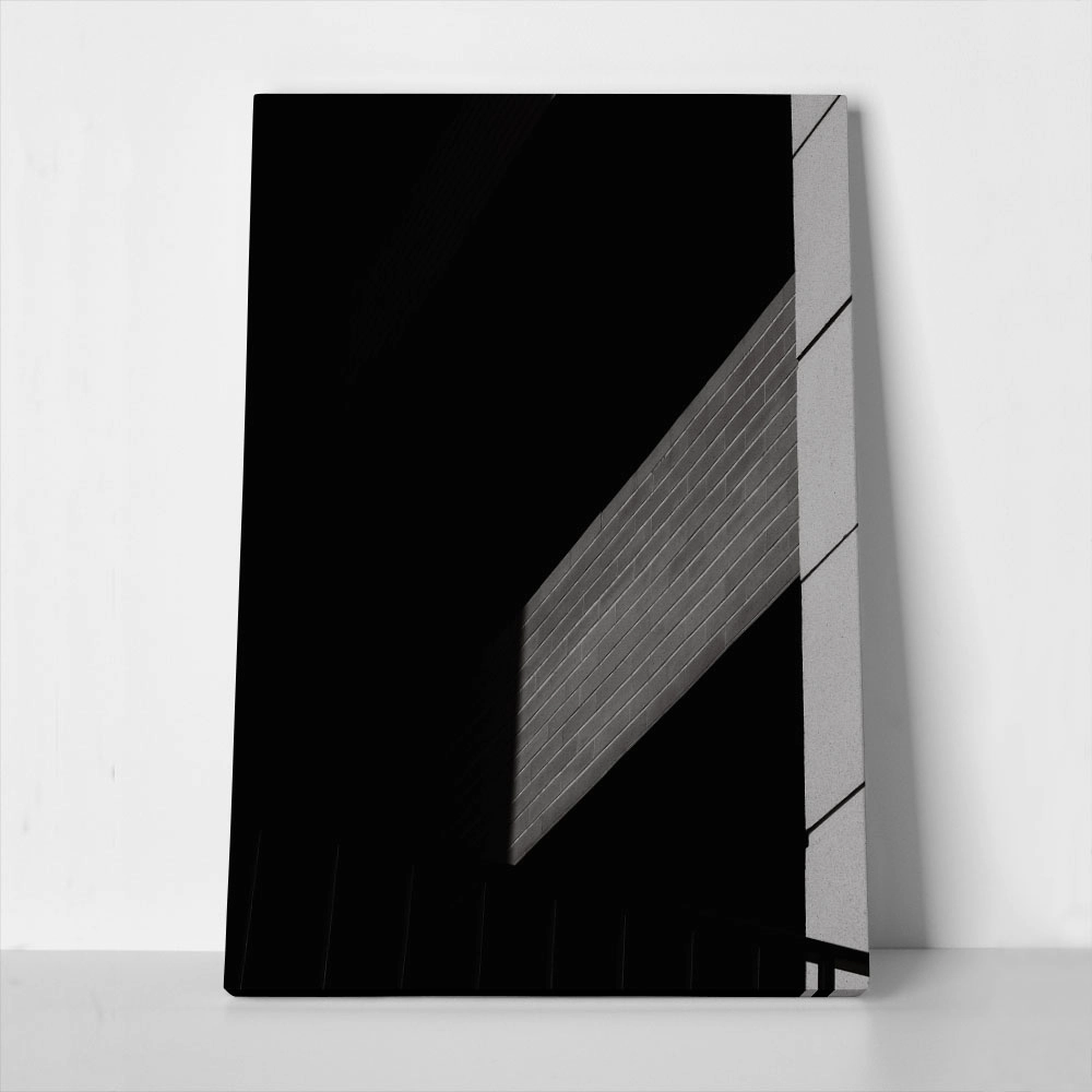Πίνακας σε Καμβά BLACK AND WHITE ARCHITECTURAL SHADOWED BUILDING