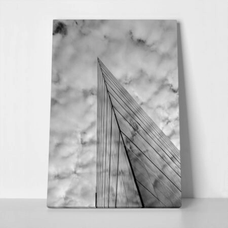 Πίνακας σε Καμβά BLACK AND WHITE ARCHITECTURAL SHARP CORNER CLOUDS - Πολεις και Αρχιτεκτονικη