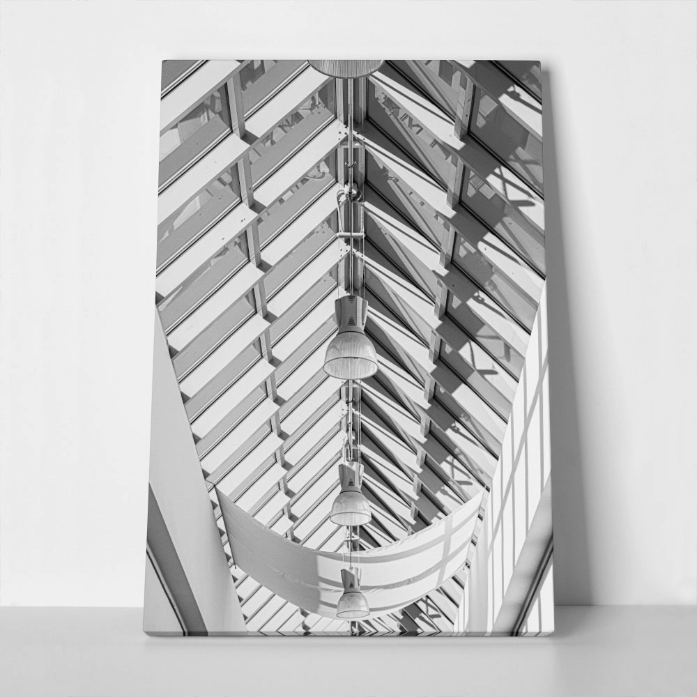 Πίνακας σε Καμβά BLACK AND WHITE ARCHITECTURAL SKYLIGHT 5