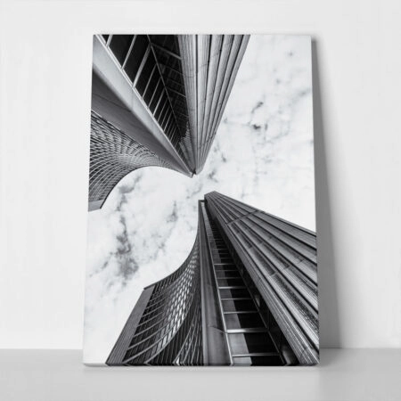 Πίνακας σε Καμβά BLACK AND WHITE ARCHITECTURAL SKYSCRAPERS 10 - Πολεις και Αρχιτεκτονικη
