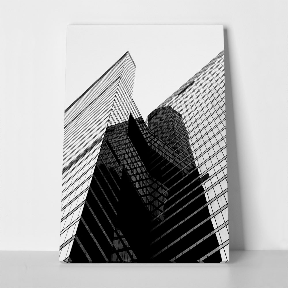 Πίνακας σε Καμβά BLACK AND WHITE ARCHITECTURAL SKYSCRAPERS 11