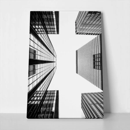 Πίνακας σε Καμβά BLACK AND WHITE ARCHITECTURAL SKYSCRAPERS 2 - Πολεις και Αρχιτεκτονικη
