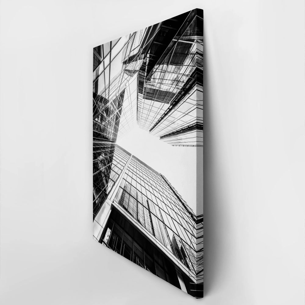 Πίνακας σε Καμβά BLACK AND WHITE ARCHITECTURAL SKYSCRAPERS